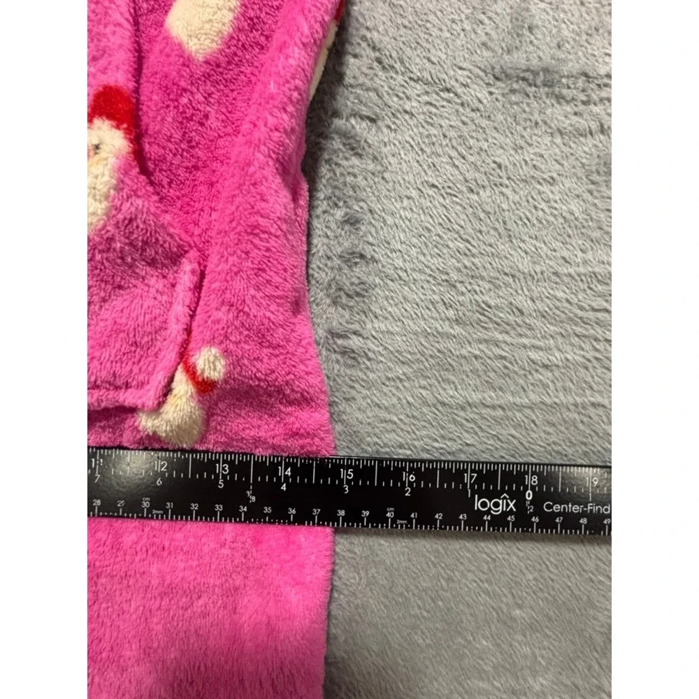 Forever 21 Kids Girls 9/10 Pink Santa Hooded One Piece‎ Pajamas Christmas Cozy